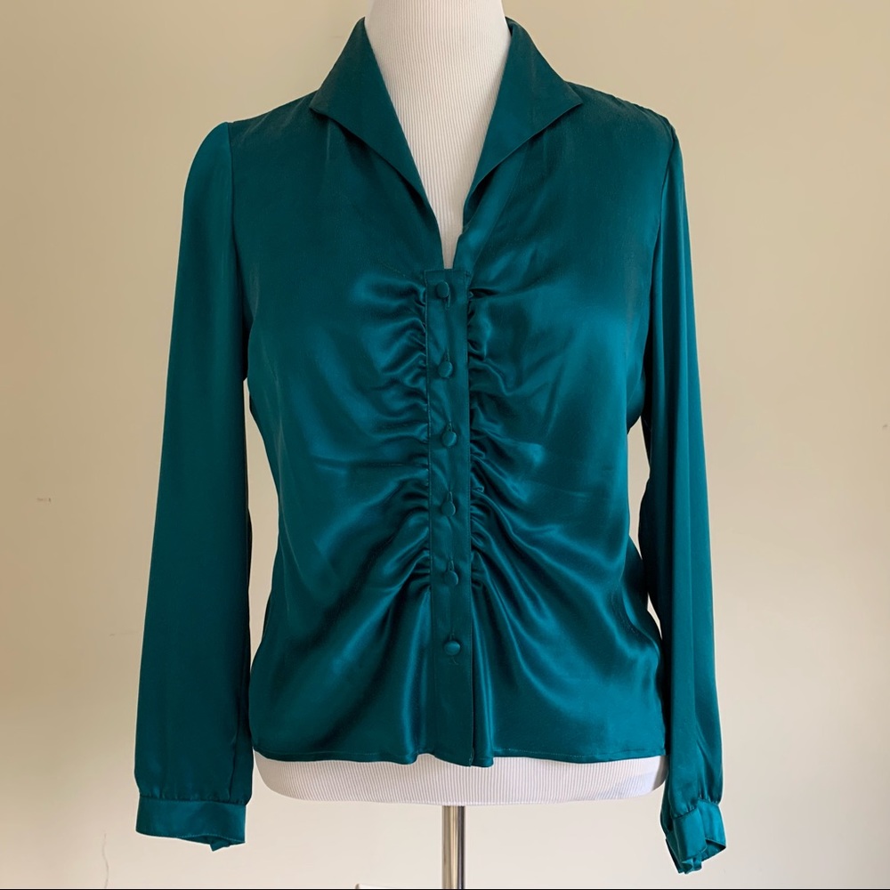 Talbots Sateen Silk Blouse 14P EUC